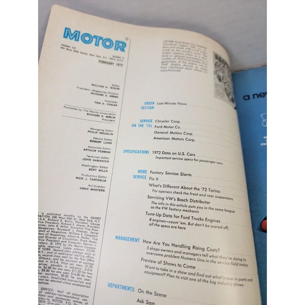 Vintage MOTOR Magazine February 1972 Ford Truck Tune-Up Auto Service Specs